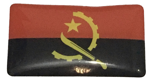 Adesivo Resinado Da Bandeira Da Angola 5x3 Cm