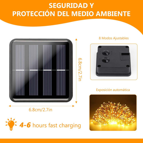 Guirnalda De Luces Led Solares De 20m 200led, Luces De