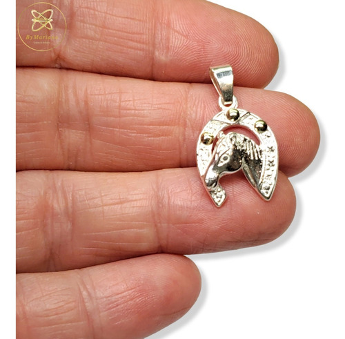 Imagen 2 de 7 de Dije Plata Y Oro Herradura Y Caballo