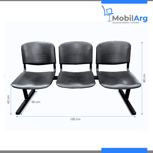 Imagen 4 de 9 de Silla Tandem De 3 Cuerpos Asientos Plasticos Sala De Espera