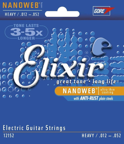Cordas Para Guitarra Elixir Nanoweb Heavy 012-052