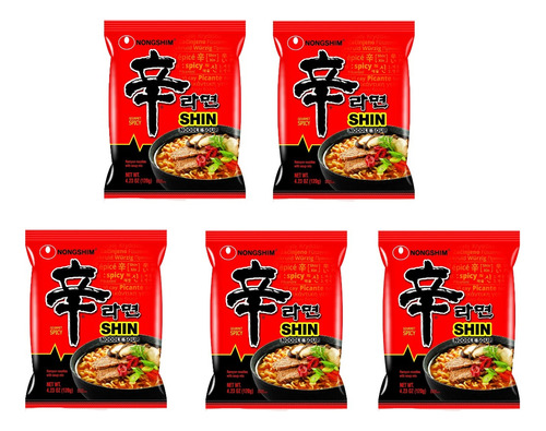 Ramen Coreano Shin Picante 5 Piezas  120g Nongshim