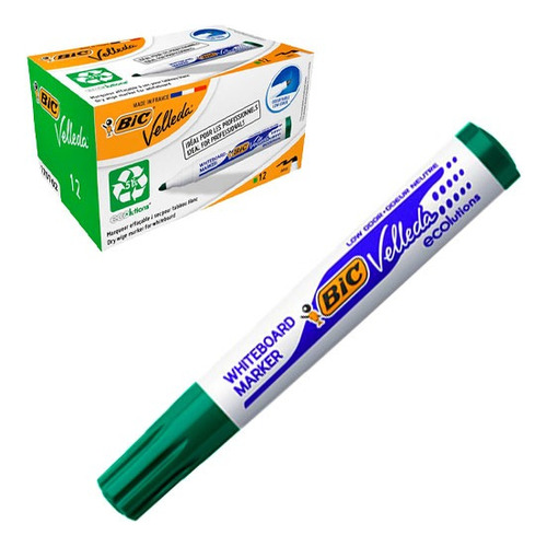 Marcador Pizarra Bic Velleda Plumon Color Verde Set 12 Und