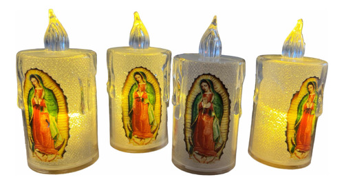 10 Mini Cirio Velitas Led  Llama Recuerdo Virgen Guadalupe