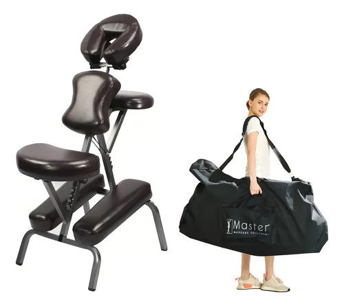 Silla Profesional Master Para Masajes Portatil Y Ajustable Color Marrón Oscuro