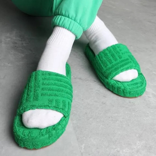 Zapatillas De Algodón Con Toalla Cálida De Fondo Grueso Para