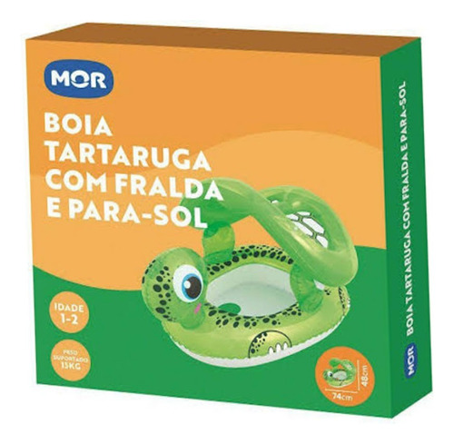 Boia Tartaruga Com Fralda E Para Sol Praia Piscina