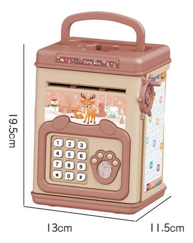 Cofrinho Infantil Auto Scroll Senha Digital Coin Bank Marrom