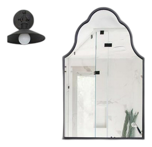 Espejo De Baño Negro Grande Compatible Con Cualquier Pared.