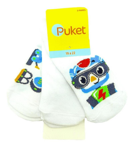 Tripack De Meia Puket Club Baby Robô 010203009