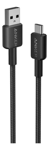 Cable Usb Tipo C Anker 322 Trenzado Nylon 2mt Carga Rápida Color Negro
