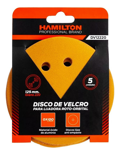 5 Disco Lijas Velcro Lijadora Roto Orbital Hamilton 125mm Dv Cantidad de granos 320