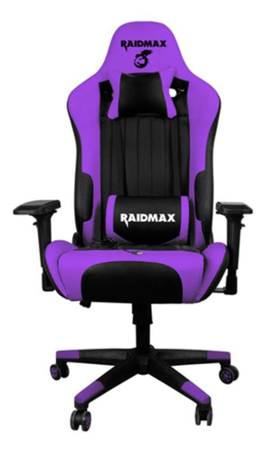 Cadeira de escritório Raidmax DK707 gamer ergonômica  preta e violeta com estofado de couro sintético