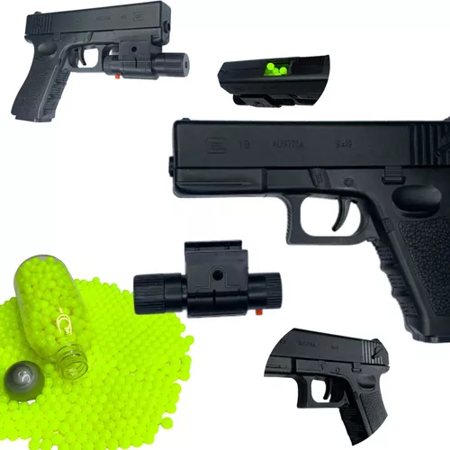 Airsoft Pistola Brinquedo Arma Gel Com Laser 2em1 - Desconto no Preço