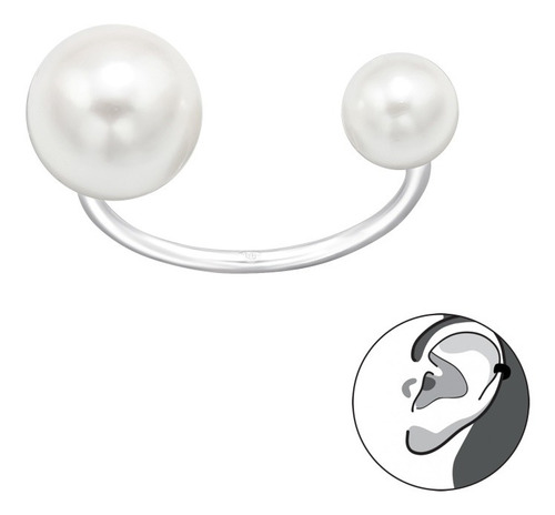 Aro A Presión Earcuff De Perlas Plata 925 Aro Falso 