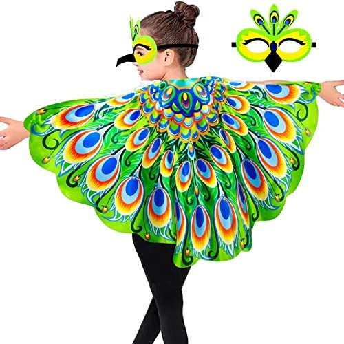 Irolewin Disfraz De Pájaro, Alas De Pavo Real Para Niños Con