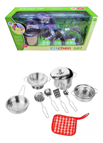 Set De Cocina Juguete 10 Piezas Metal ELG Fd4891101-b