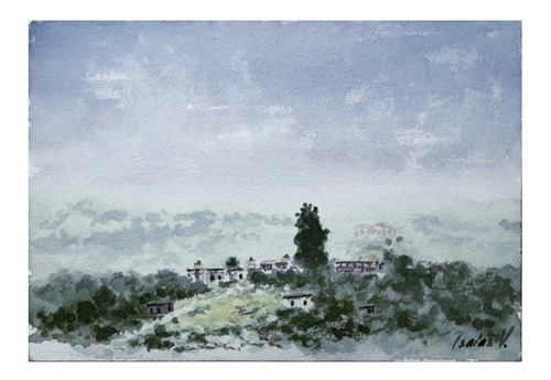 Caserío Desde El Estudio - Acuarela De Isaías Velázquez