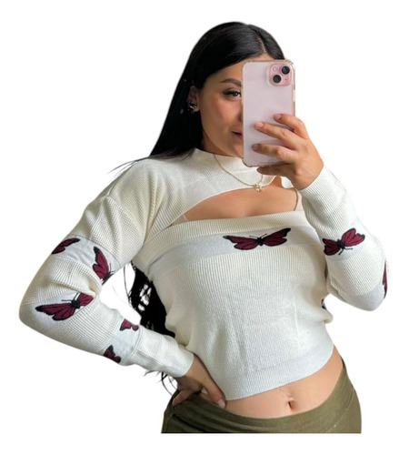 Sueter Crop Top Tejido Para Uso Casual (Usado)