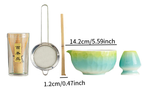 5pcs Matcha Set, , Japonés, Utensilios Artesanales Azul