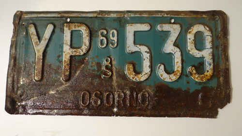 Placa Patente Antigua Chilena , Osorno 69