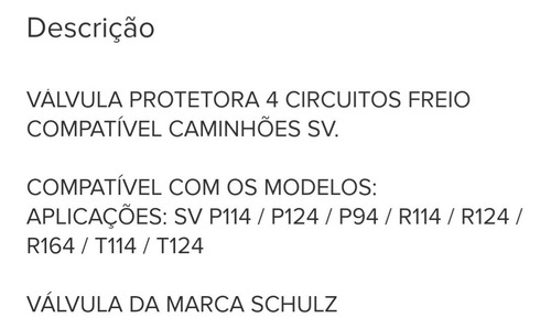 Válvula Protetora Schulz 4 Vias Freio Ônibus Caminhão Scania (Usado)