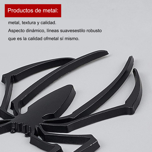 Douad 2 Calcomanías Metálicas 3d De Araña Negra/plateada - Adhesivo Removible, Resistente Al Agua Y Calor. Ideal Para Autos, Motocicletas, Cascos, Audífonos.