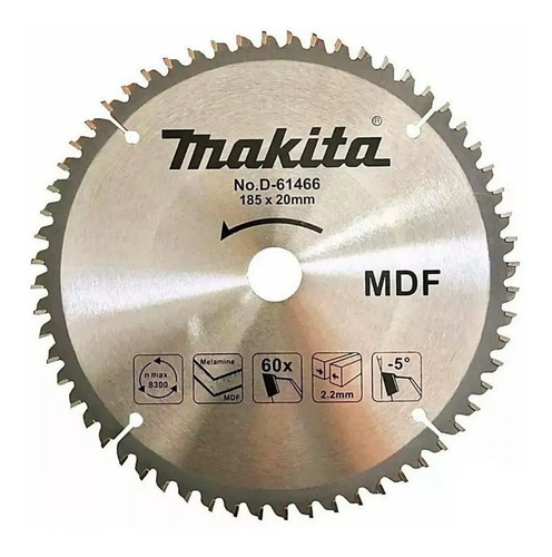 Disco Serra Circular Widea 185x20mm 7.1/4 60d Mdf Makita N.f