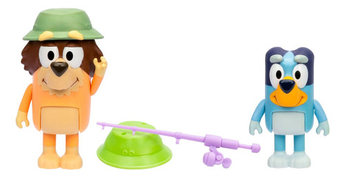 Bluey Pack 2 Figuras Personajes - Pescando Con El Abuelo
