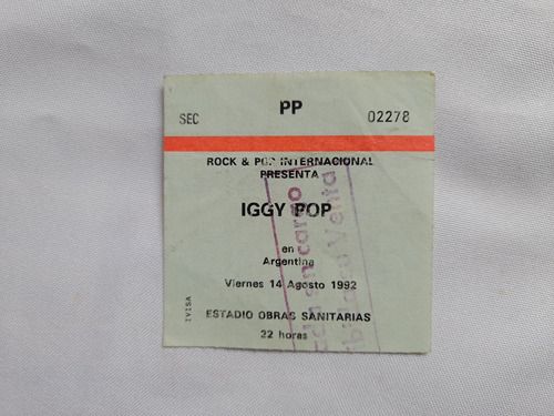 Entrada Iggy Pop, Obras Sanitarias 1992