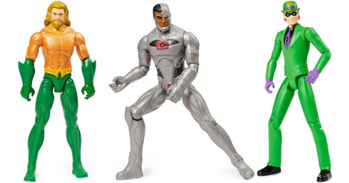 Figura Dc Comics 3 Pack Aquaman Cyborg Acertijo Riddler 30cm