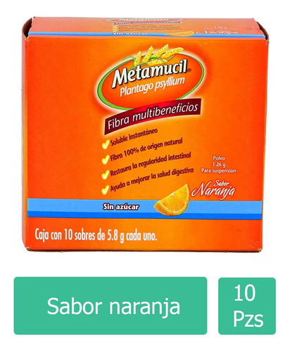 Metamucil Caja Con 10 Sobres De 5.8 G Sabor Naranja