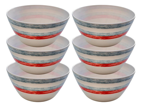 Kit 6 Tigelas Bowl Cumbuca Para Sobremesa Em Melamina 700ml