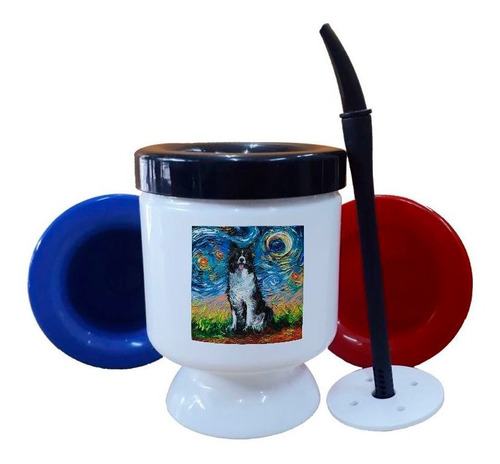 Mate Plastico Border Collie Noche Estrellada