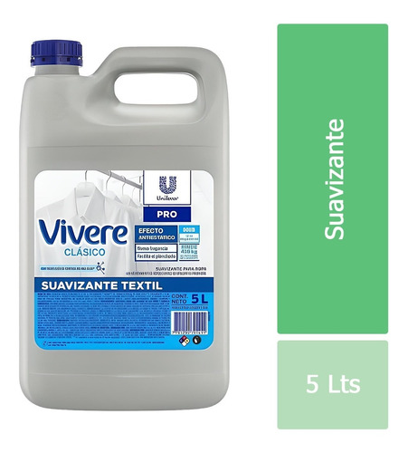 Suavizante Ropa Textil Pro Antiestático Vivere X 5 Litros