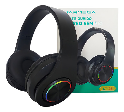 Fone De Ouvido Bluetooth Led Sem Fio Wireless Starmega St-96 Cor Preto