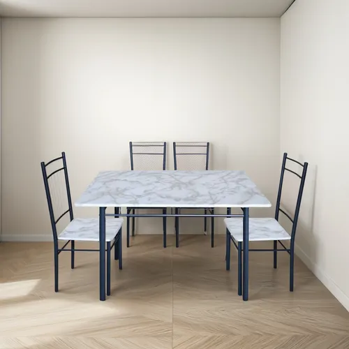 Juego Comedor Living 4 Sillas Mesa Set Rectangular - Milenio Gris / Negro