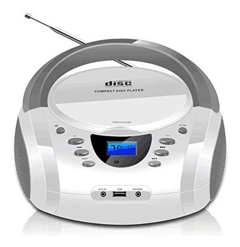Lonpoo Reproductor De Cd Portátil De Boombox De Radio Fm Con