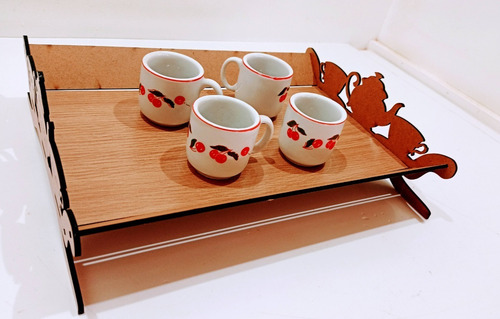 Imagem 3 de 8 de Bandeja Decorativo Para Xicaras De Café/chá Em Mdf - 3mm