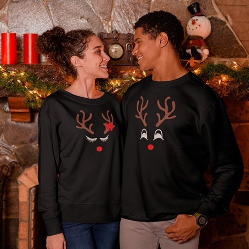 Imagen 3 de 5 de Dúo De Sudadera - Navidad - Pareja - Renos