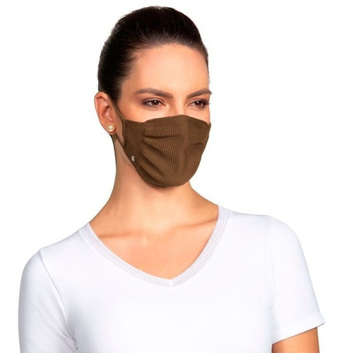 Kit de 2 mascarillas protectoras lavables antimicrobianas Lupo Fit, color nude y marrón
