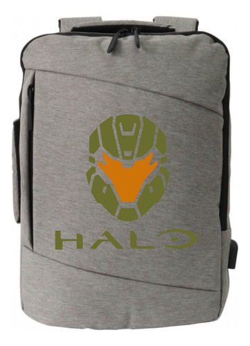 Morral Espalda Halo Gamers Maleta Portafolio Gris