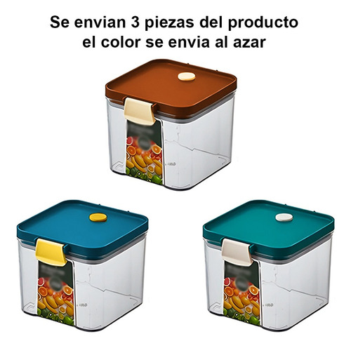Contenedor Alimentos Acrilico Hermetico Apilable 700ml 3 Pzs