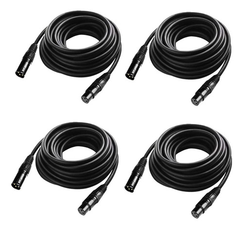 Cable Dmx Flexible De 4 Piezas De 25 Pies, Xlr De Señal De 3