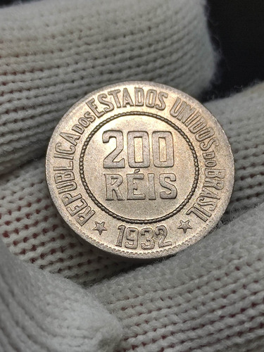 Moeda 200 Réis 1932 Fc Escassa 761.000 Pcs República Velha