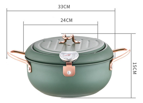 Olla Para Freidora, Sartén Con Aceite Extraíble Verde 24cm