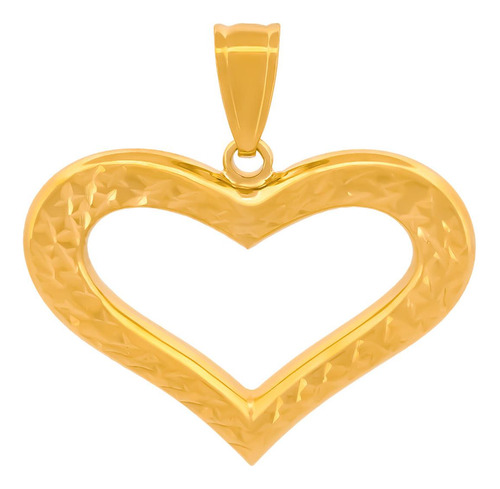 Dije Corazón Contorno 2 Vistas 2.5 Cm Oro Sólido 14k