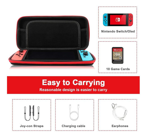 Engfyadsy Case De Carración Para Consola Nintendo, Con 10 De