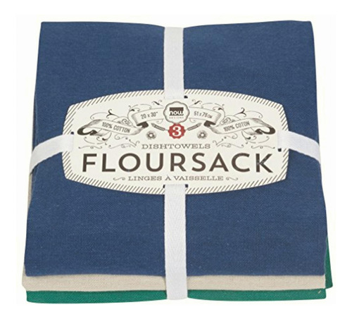 Now Designs 911611 Floursack Kitchen Towels, Set Of Three,