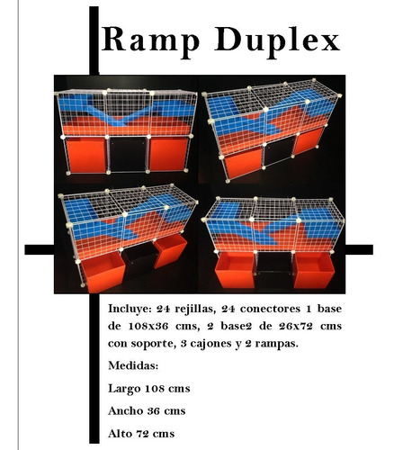 Jaula Desarmable Happy House Ramp Duplex Cuyo Huron